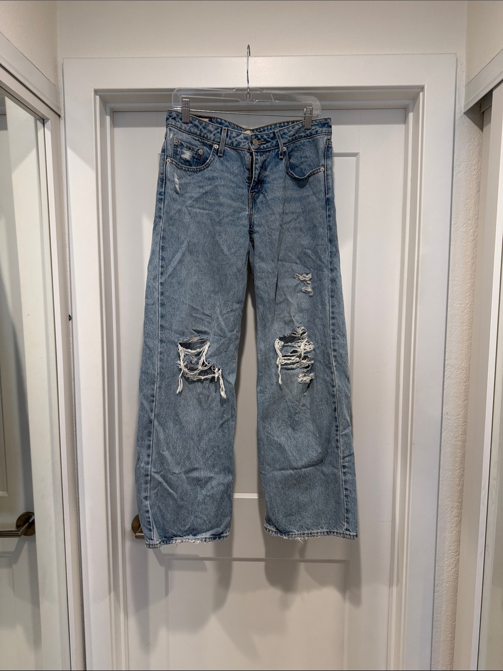 Levi's Light Blue Distressed Wide-Leg Jeans